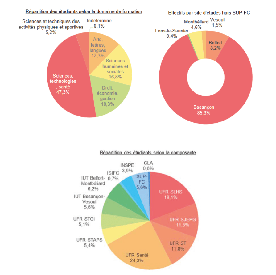 Répartition des étudiants selon le domaine de formation et la composante