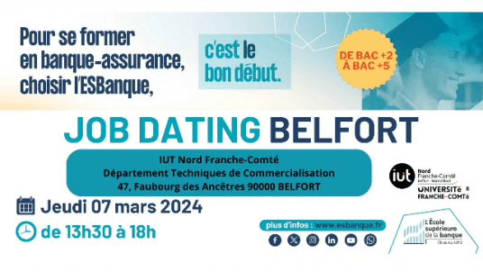 JOBDATING – LP "Chargé-de clientèle en bancassurance" le 07 Mars à l'IUT de Belfort